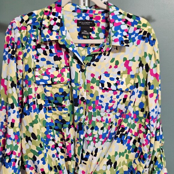 Investments Multi Color Tie Front Blouse - Picture 1 of 5